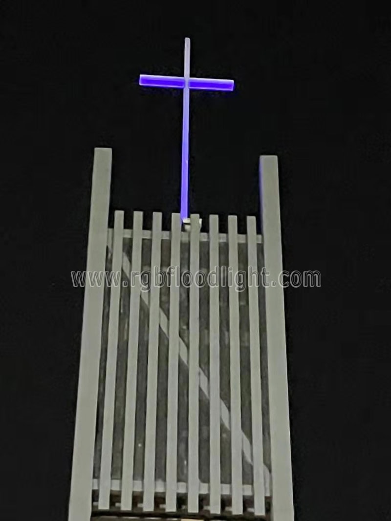 Wireless RGB LED Flood Lights for Church Steeple Lighting