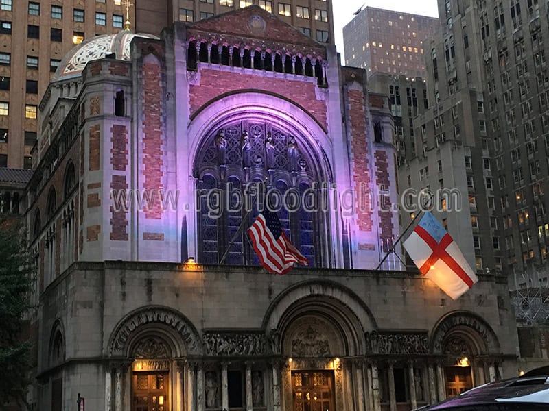 RGBW LED Flood Lights for Church Outdoor Facade Lighting