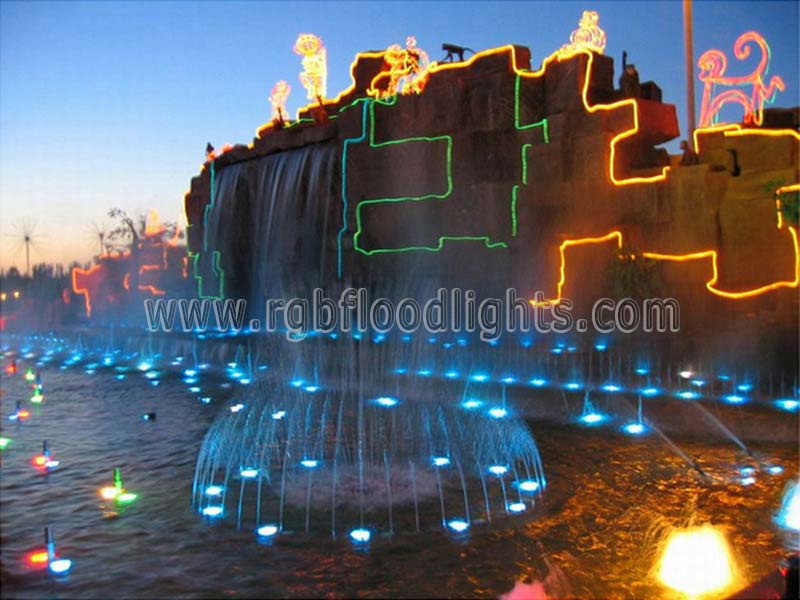 Outdoor Commercial Water Fountain DMX 100W Underwater RGB LED Flood Light Programmable Waterfall Wall Wash Light
