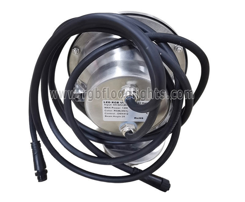 Outdoor Multi Colored 12W Underwater RGB LED Flood Light Low Voltage 12V 24V Fountain Spotlight