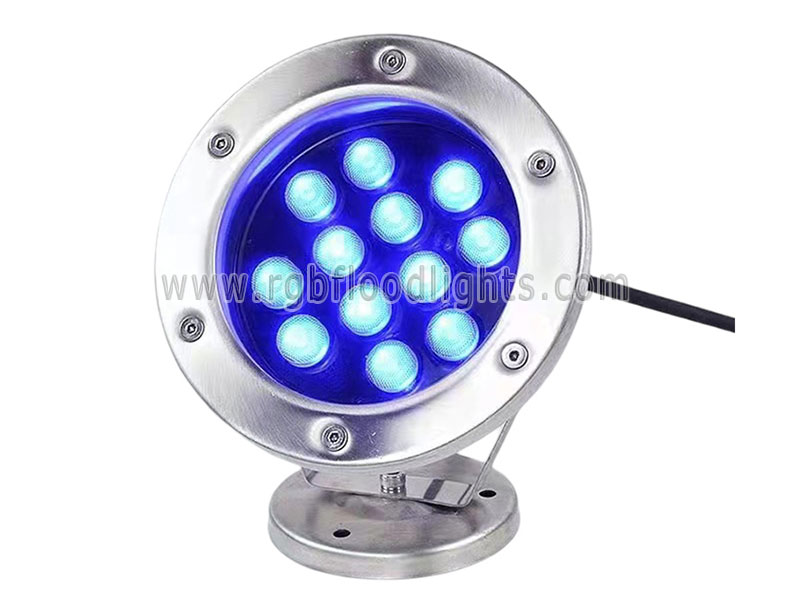 Outdoor Multi Colored 12W Underwater RGB LED Flood Light Low Voltage 12V 24V Fountain Spotlight
